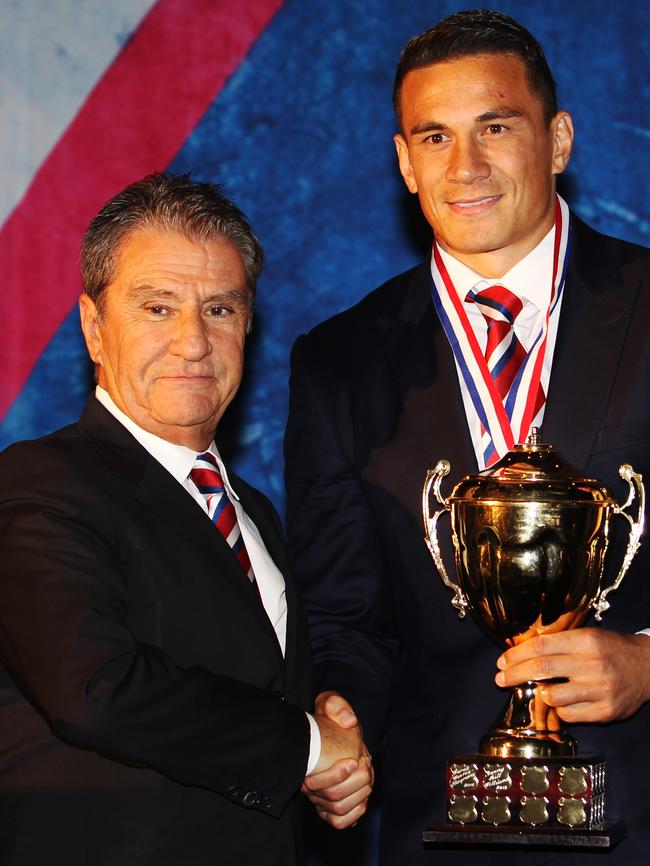 Politis with former Roosters NRL player Sonny Bill Williams in 2013.