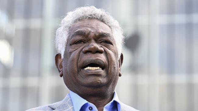 Senior Gumatj man Jawa Yunupingu leaves the High Court of Australia in Canberra after winning the landmark court case of his late brother Galarrwuy Yunupingu. Picture: Martin Ollman/NewsWire