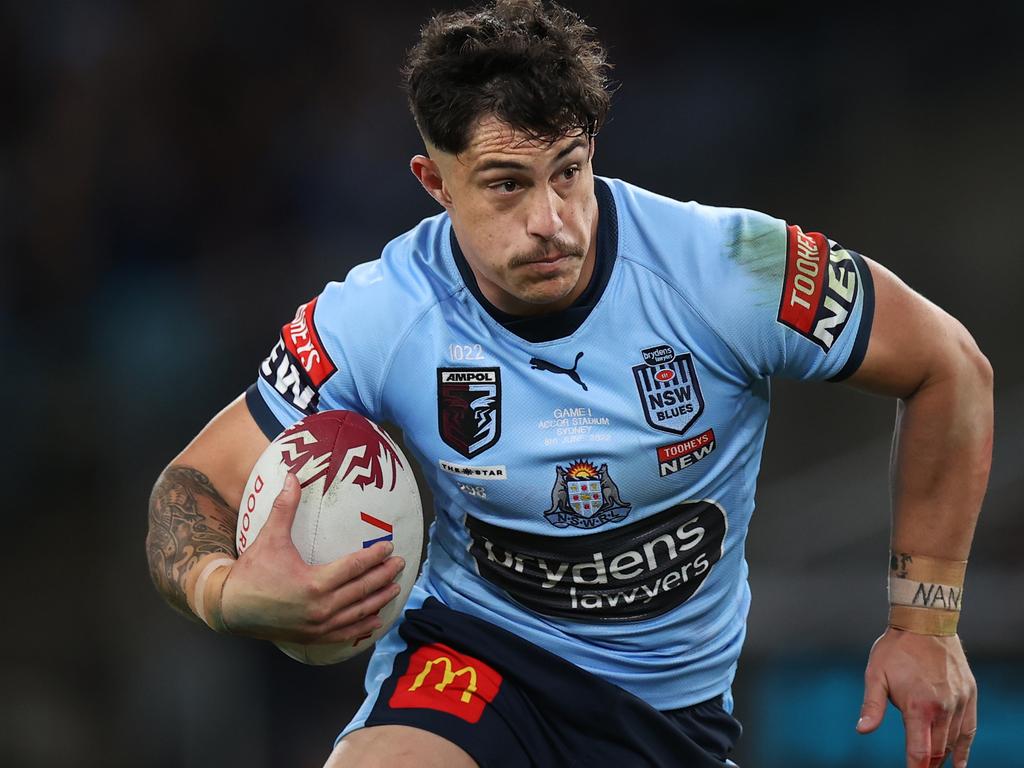 Kotoni Staggs made his Origin debut in 2022. Picture: Cameron Spencer/Getty Images