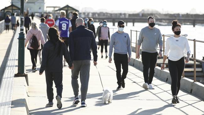 Melburnians are seen exercising at St Kilda Pier in on Sunday. Picture: NCA NewsWire / Daniel Pockett