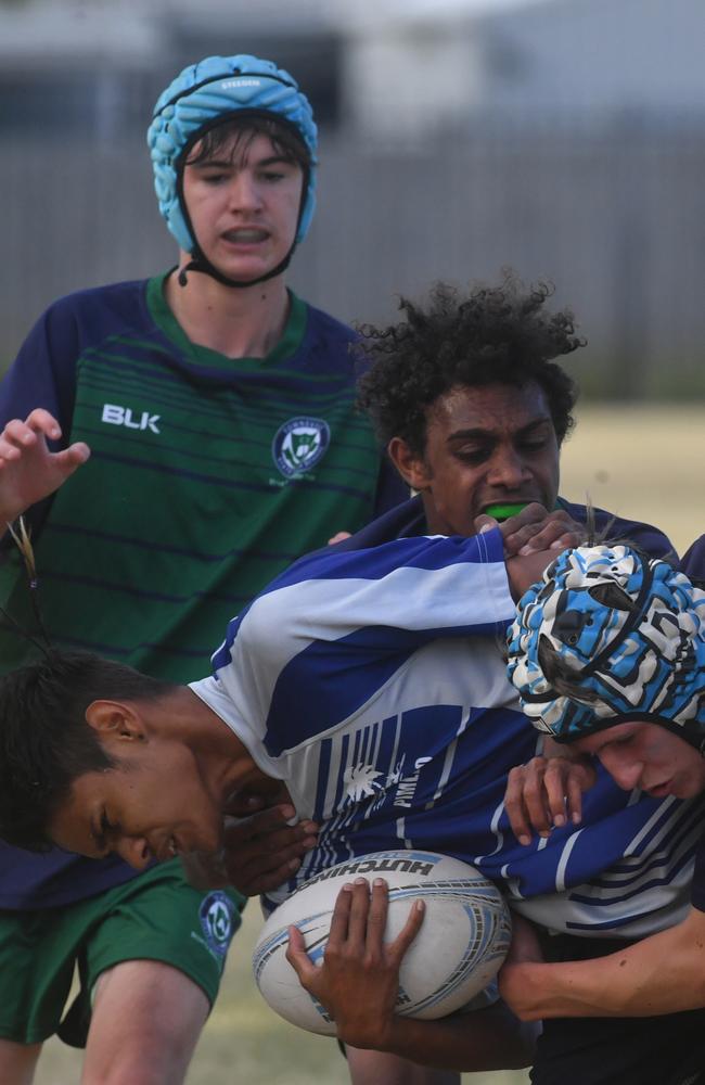 Cowboys Cup Schoolboys Football at Kern Brothers Drive. Townsville High against Pimlico High. Picture: Evan Morgan