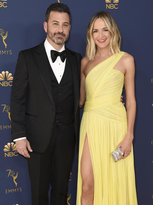 Late-night host Jimmy Kimmel, left, and Molly McNearney Picture: AP