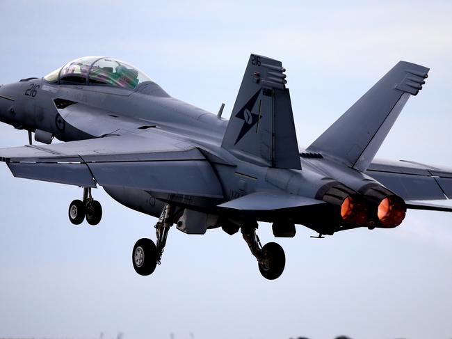 Avalon Air Air Show 2015. The F/A-18F Super Hornet. Picture: Alex Coppel.