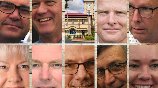 Gympie Regional Councillors (clockwise from left) Bruce Devereaux, Warren Polley, Town Hall, Mayor Glen Hartwig, Bob Fredman, Jess Milne, Deputy Mayor Hilary Smerdon, Dan Stewart, Shane Waldock and Dolly Jensen.