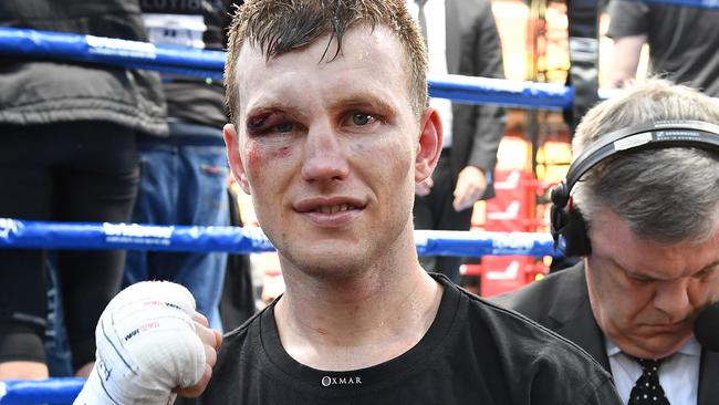 Jeff Horn of Australia celebrates his win against Manny Pacquiao of the Philippines.