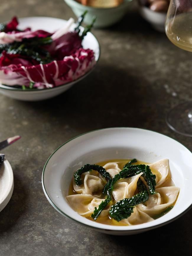 Havilah’s chicken tortelloni en brodo features rich flavoursome, moreish broth and tender, delicious plump pasta parcels. Picture: Ness Vanderburgh