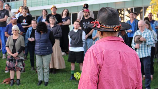 A vigil for slain Noongar teenager, Cassius Turvey, outside the Alice Springs courthouse on November 2, 2022. Picture: Jason Walls