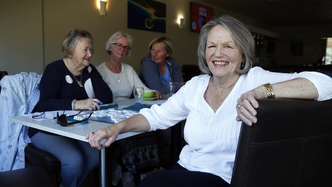 Women of Lake Conjola sit and play Scrabble at the bowling club: Jan Hudson (l to r), Scarlett Stafford, Liz Ryder and Judith Turner. Picture: Sam Ruttyn