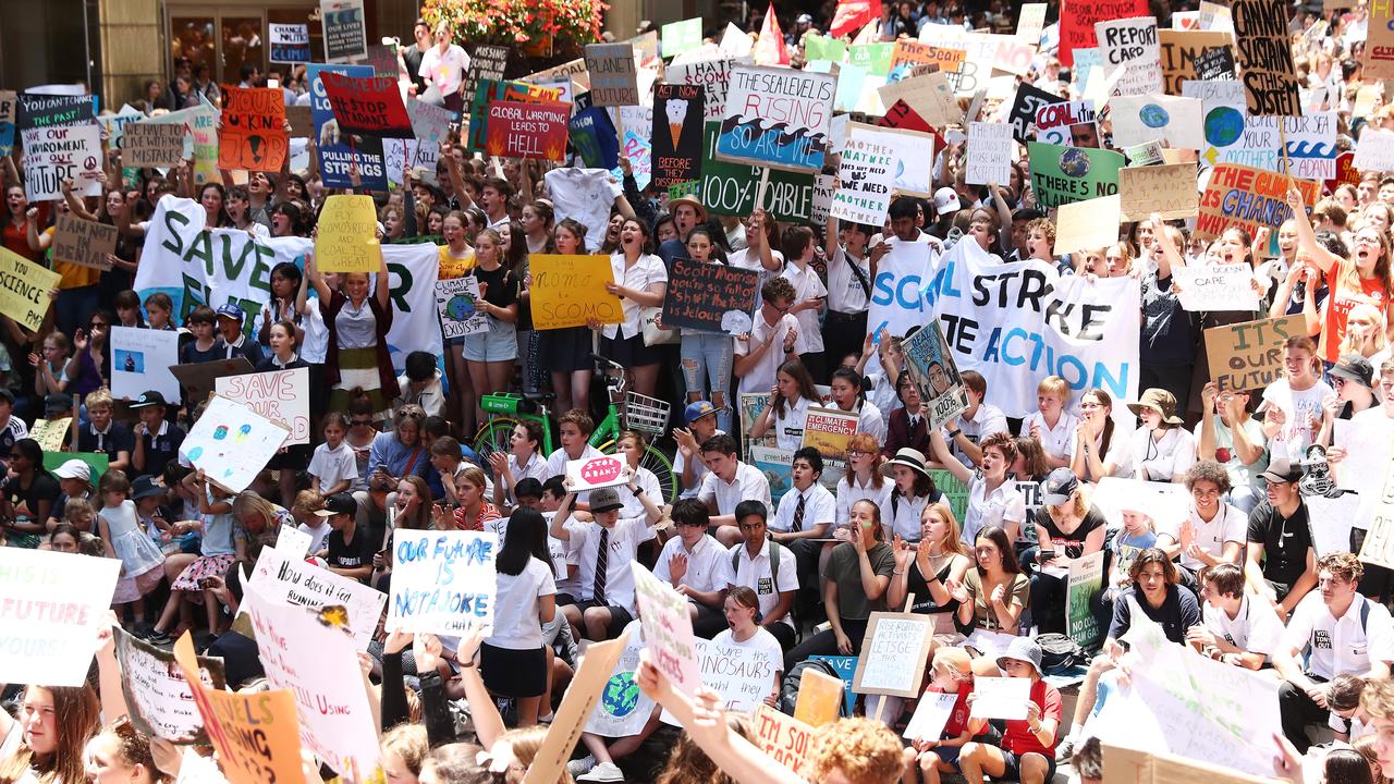Students gathered at Martin Place in Sydney on November 30, 2018 to voice their concerns. Picture: Mark Metcalfe/Getty Images