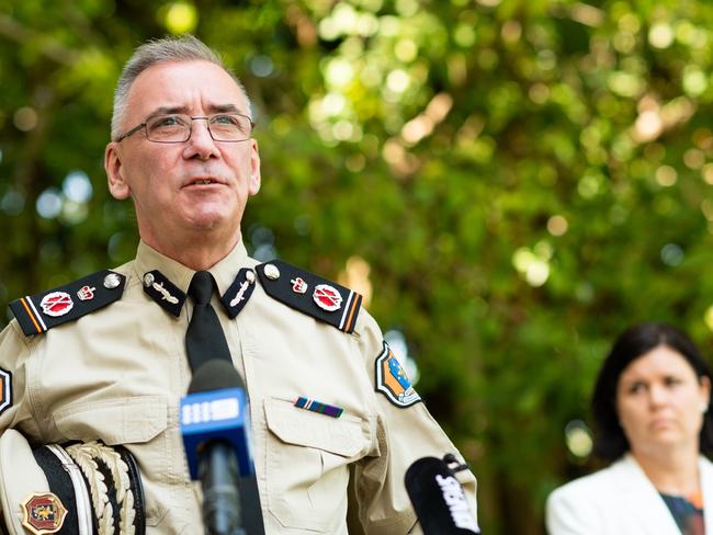 NT Corrections Commissioner Scott McNairn with senior Gunner Government Minister Natasha Fyles. Picture: Che Chorley