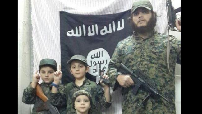 Australian Islamic State supporter Khaled Sharrouf with his three sons, from left, Zarqawi, Abdullah and Humzeh in Syria.