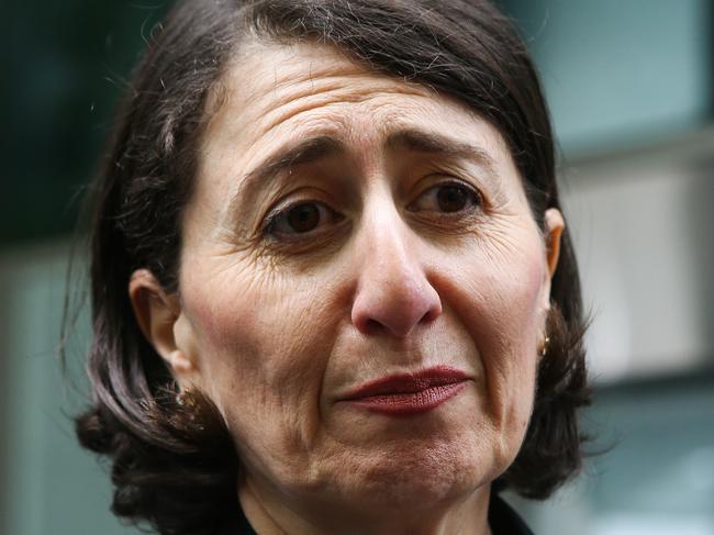 SYDNEY, AUSTRALIA - NewsWire Photos, NOVEMBER 01 2021: Former NSW Premier Gladys Berejiklian addresses the media at ICAC in Sydney. Picture: NCA Newswire / Gaye Gerard