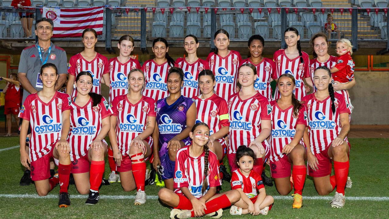 Darwin Olympic SC WPL team at the GleNTi Cup June 3, 2025. Picture: Pema Tamang Pakhrin