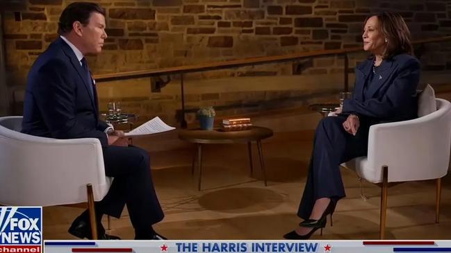 Bret Baier and Kamala Harris. Picture: Fox News