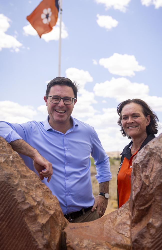 Nationals leader David Littleproud and CLP candidate for Lingiari Lisa Seibert in Alice Springs. The coalition's election campaign is unofficially underway with Littleproud in Alice Springs last week to doorknock with the local candidate. Picture: Supplied.