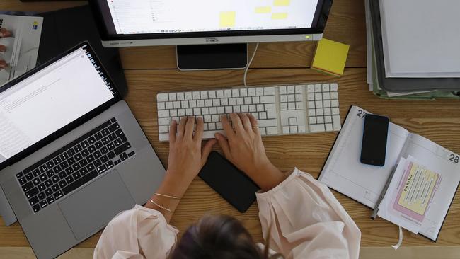 Approximately two million workers could feasibly work full-time from home, according to estimates from Australia Institute’s Centre for Future Work. Picture: Stefan Wermuth/Bloomberg