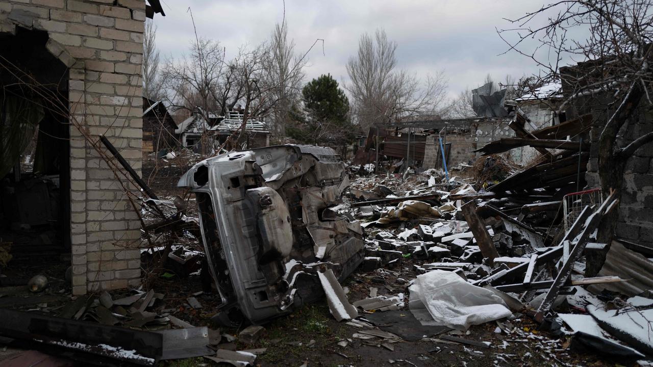 This photograph shows a destroyed car and rubble from a recent shelling in Pokrovsk, Donetsk region, on November 24, 2024. The context of the most recent attacks coincides with the upcoming inauguration of US President-elect Trump, who aims to mediate an end to the conflict but raises concerns in Kyiv about territorial concessions. Picture: AFP