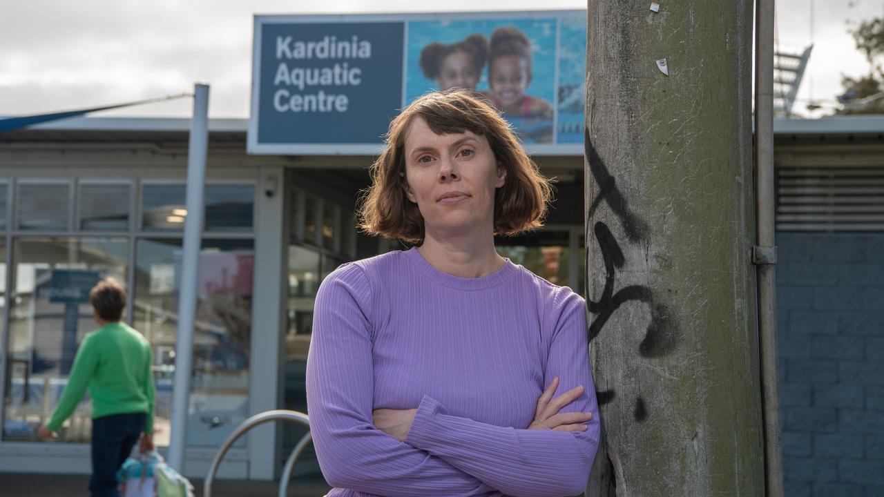 Lucy Fahey concerned that the Kardinia pool open hours will be closed for winter. Picture: Brad Fleet