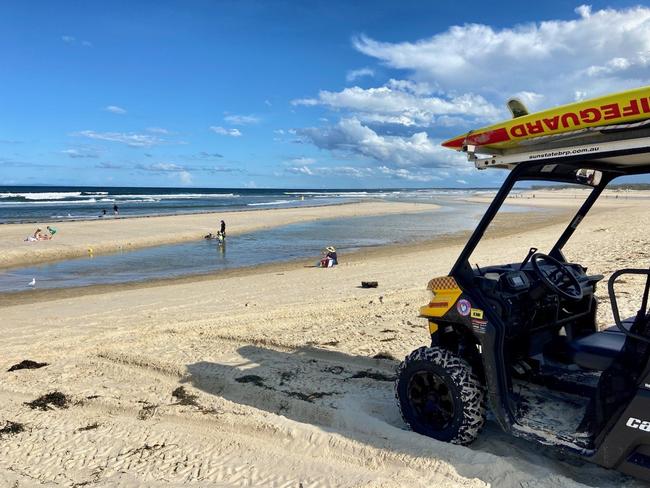 A temporary outpost has been stationed at Happy Valley, between Bulcock Beach and Kings Beach in Caloundra, for the Easter school holidays. Photo: Patrick Woods