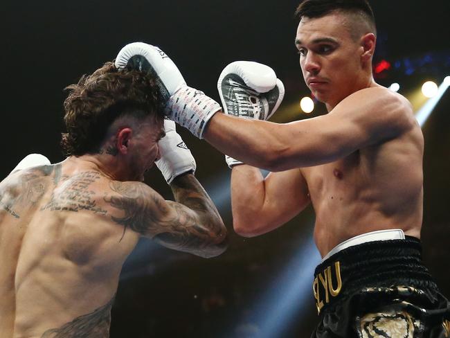 Tim Tszyu in his bout with Jack Brubaker in Sydney in December, 2019. Picture: AAP Image/Brendon Thorne