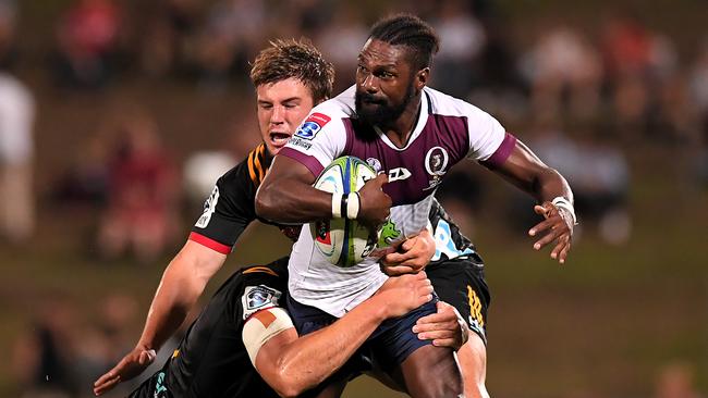 Moses Sorovi in action for the Reds during the pre-season match against the Chiefs. Picture: Albert Perez/Getty Images