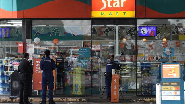 Police investigate the shooting. Picture: Nicole Garmston