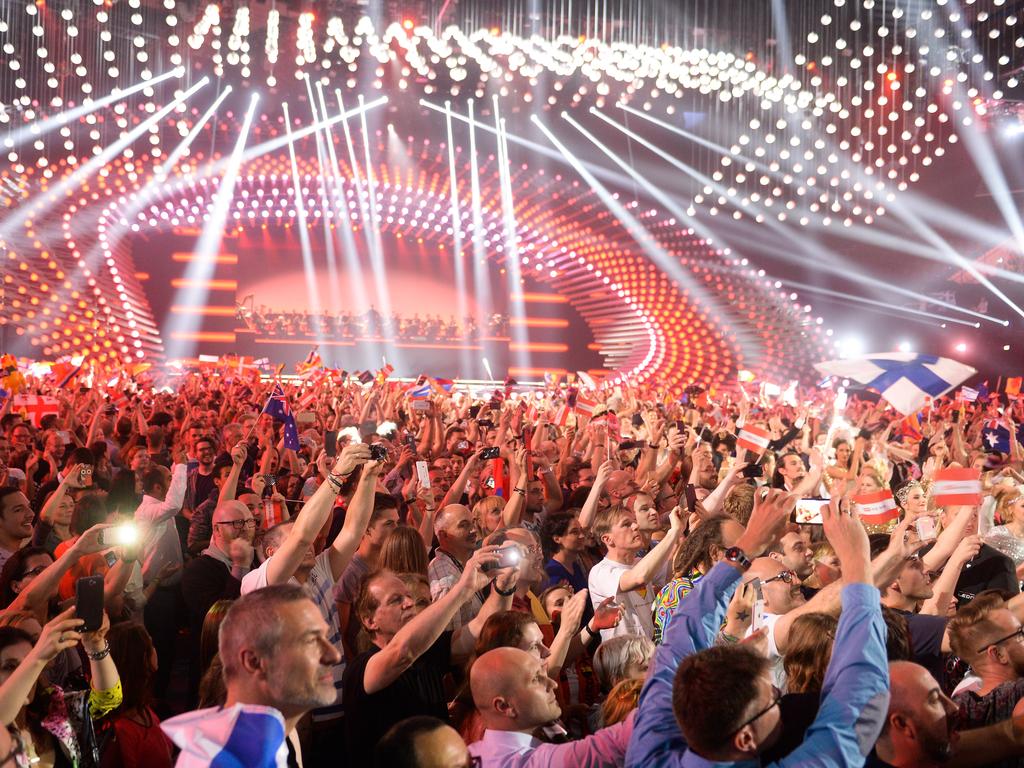 Fans are pictured during the first Semi Final of the Eurovision Song Contest 2015 on May 19, 2015 in Vienna, Austria. Picture: Getty