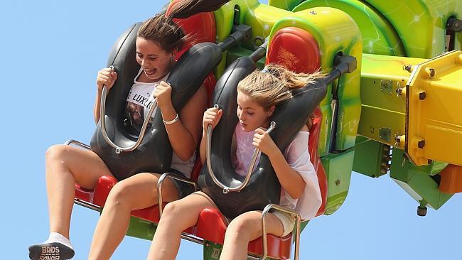 Youngsters enjoy some hair-raising fun at the 2013 Moomba Festival.