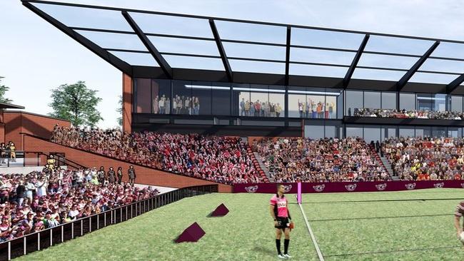 A new artist impression of the planned 3000-seat grandstand for Brookvale Oval has been released. Picture: seaeagles.com.au