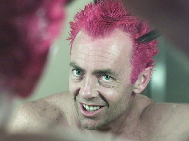 09/07/2001. The Ashes tour. Colin "Funky" Miller dyes his hair red this evening in his hotel room in Birmingham.