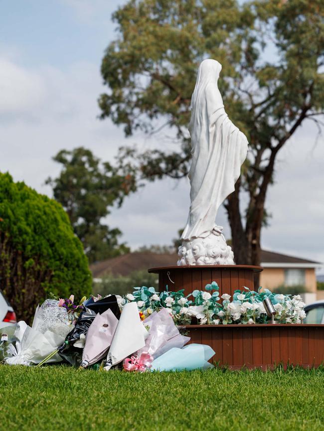 Flowers were left outside the church after the attack. Picture: NCA NewsWire / David Swift