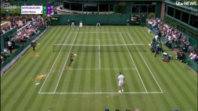 ‘Just stop oil’ Protestors disrupt play at Wimbledon