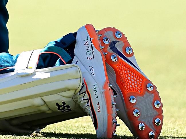 Usman Khawaja’s planned footwear for the Perth Test has caused a stir. Picture: Paul Kane/Getty Images