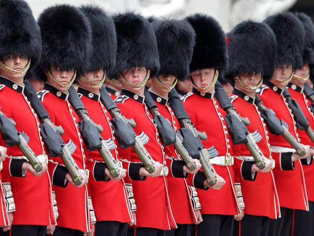 Members of the household division standing ahead of the National Service of Thanksgiving at St Paul's Cathedral. Picture: Getty Images