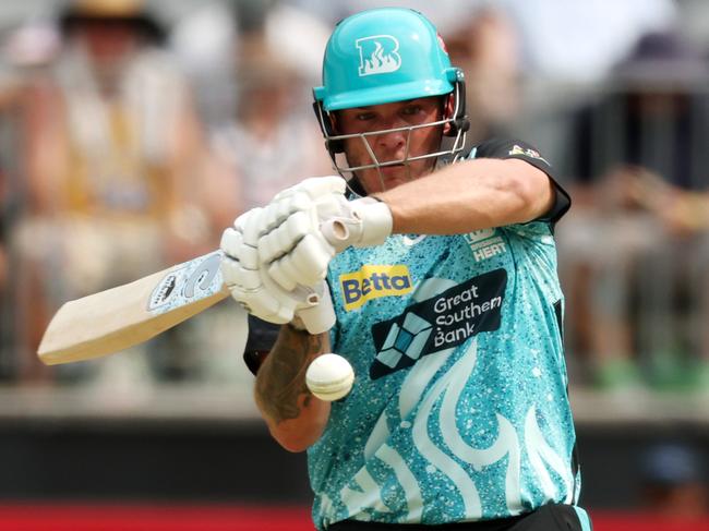PERTH, AUSTRALIA - JANUARY 13: Josh Brown of the Heat bats during the BBL match between Perth Scorchers and Brisbane Heat at Optus Stadium, on January 13, 2024, in Perth, Australia. (Photo by Will Russell/Getty Images)