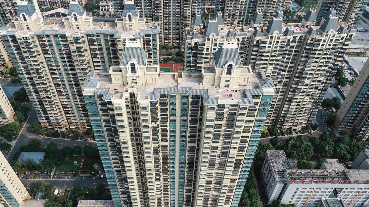 This aerial photo shows a housing complex by Chinese property developer Evergrande in Huaian in China's eastern Jiangsu province. Picture: STR/AFP