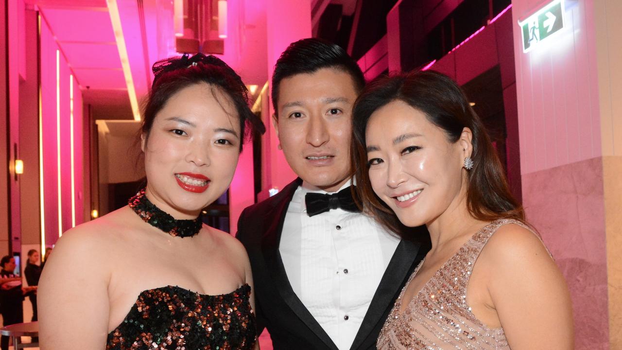 Candy O'Shea, Matthew Youn and Gina Kim at the grand opening of The Langham Gold Coast, Surfers Paradise. Pic: Regina King