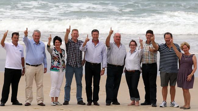 LNP won 10 seats on the Gold Coast in the 2012 State Election , (L-R) Mark Boothman MP for Albert, Alex Douglas MP for Gaven, Jann Stuckey MP for Currumbin, Michael Crandon MP for Coomera, John-Paul Langbroek MP for Surfers Paradise, Michael Heart MP for Burleigh, Verity Barton MP for Broadwater, Rob Molhoek MP for Southport, Ray Stevens MP for Mermaid Beach and Ros Bates MP for Mudgeeraba