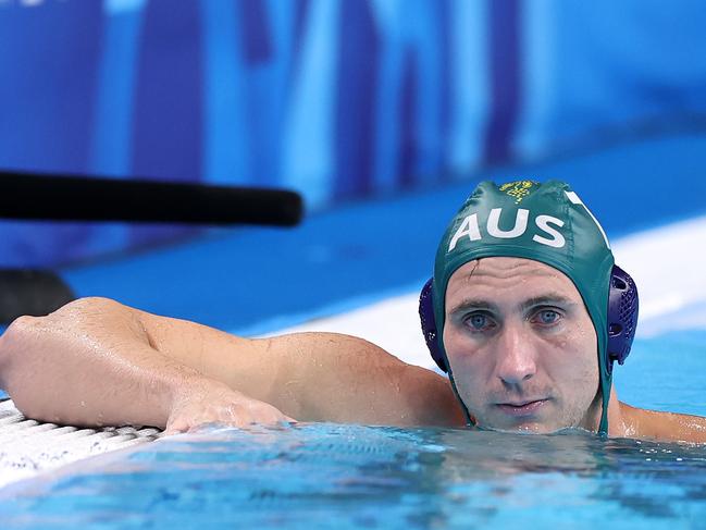 A dejected Luke Pavillard after Australia’s quarter-final loss. Picture: Quinn Rooney/Getty Images