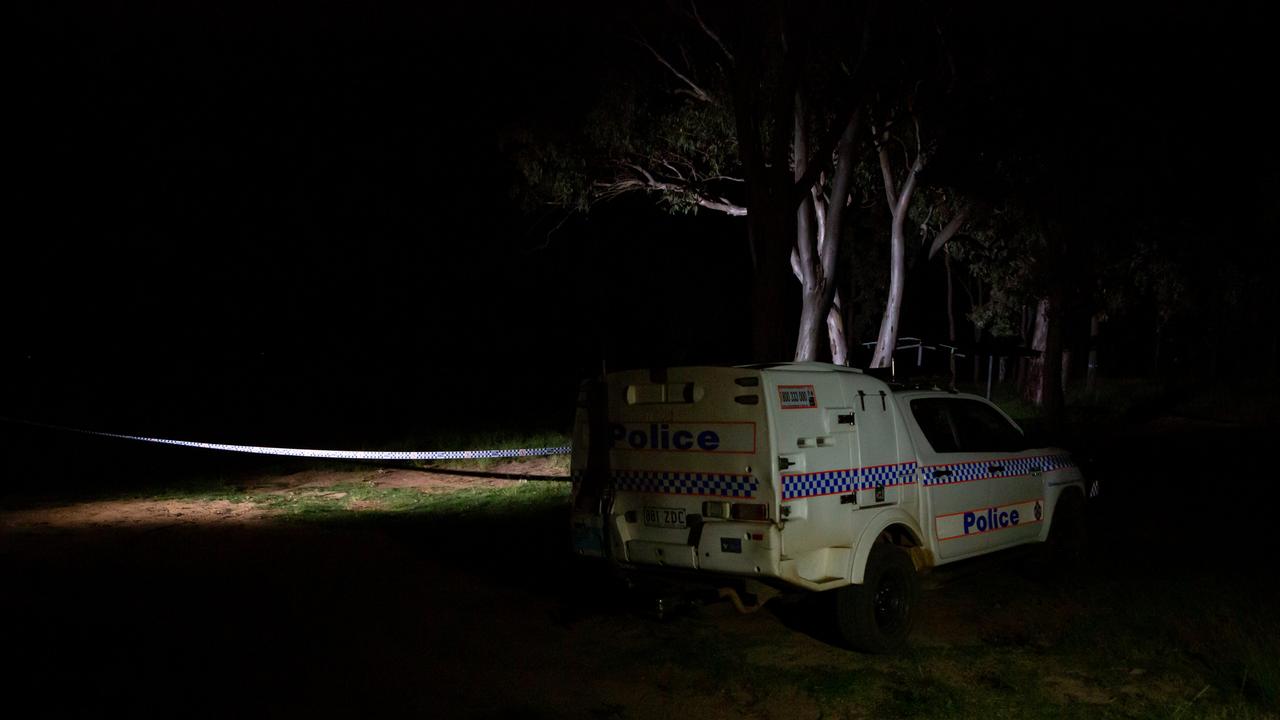 Crime scene at Gordonbrook Dam, north of Kingaroy, after two bodies were found on March 19, 2022. Picture: Dominic Elsome