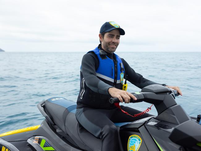 Adrian Grenier on a jetski in Far North Queensland. Photo: Supplied.