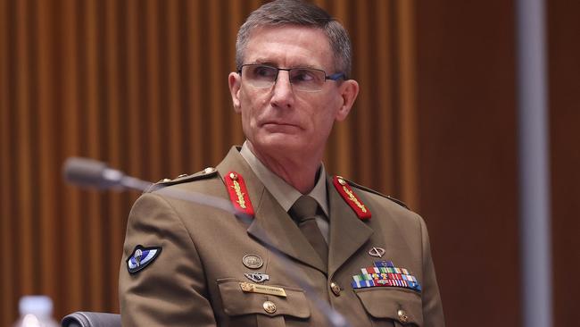 Chief of the Defence Force General Angus Campbell at senate estimates. Picture: NCA NewsWire / Gary Ramage