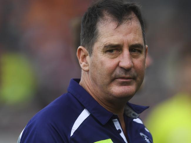 Dockers coach Ross Lyon reacts during the Round 4 AFL match between the Greater Western Sydney (GWS) Giants and the Fremantle Dockers at UNSW Canberra Oval in Canberra, Saturday, April 14, 2018. (AAP Image/Lukas Coch) NO ARCHIVING, EDITORIAL USE ONLY