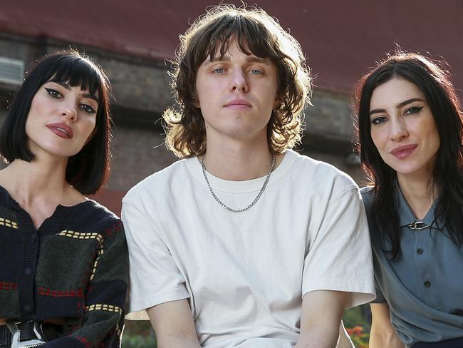 **embargoed until June 7**The Veronicas, Lisa and Jessica Origliasso, with rapper Allday, Tom Gaynor, in Sydney today. They have teamed up for a record.Picture: Justin Lloyd.