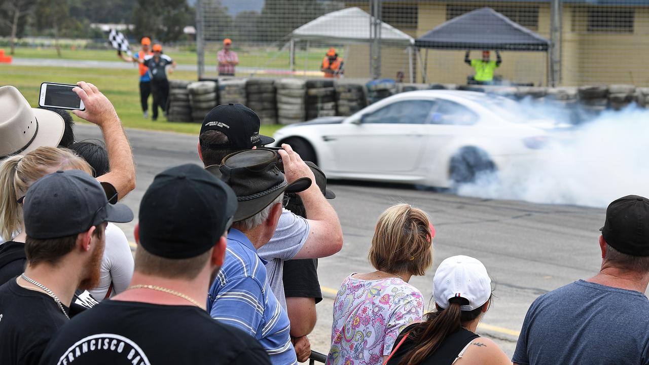 The crowd at the burn-out comp. Picture: Tom Huntley