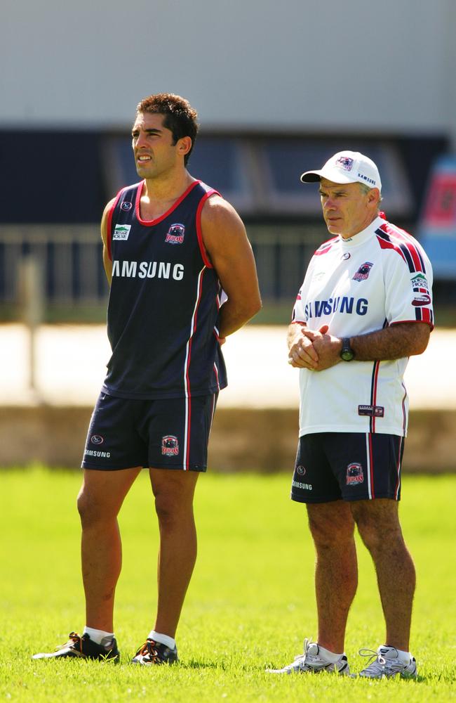 Braith Anasta with coach Chris Anderson at the Roosters. Picture: Phil Hillyard