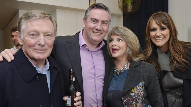 Eddie McGuire's 30 years in television party: John Cornell, Eddie McGuire, Delvene Delaney and Carla McGuire. Picture: Jason Edwards