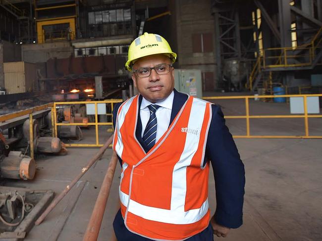 EMBARGO FOR TWAM 12 OCT 2019  NO REUSE WITHOUT PERMISSIONHead of GFG Sanjeev Gupta visits the Arrium Steel plant in Whyalla, South Australia. Monday, July, 17, 2017. British industrialist Sanjeev Gupta plans to invest $1 billion or more in Arrium's Whyalla Steelworks to ensure its future viability. (AAP Image/David Mariuz) NO ARCHIVING