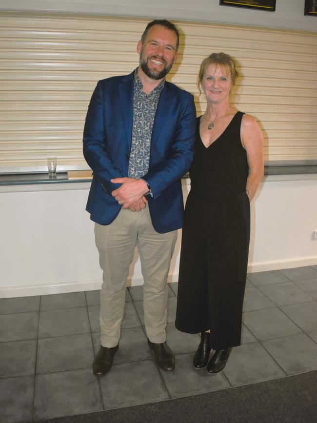 The Mirboo North Football Netball Club Tigers Presentation Night 2024 on Saturday, September 21, 2024: President Andy McCarthy and Wendy Gervasi. Picture: Jack Colantuono