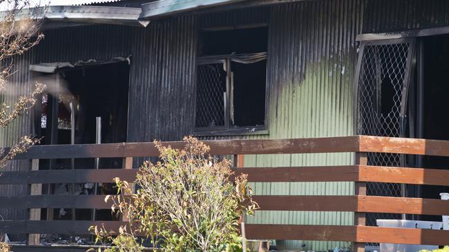 Police and fire investigators at a South Toowoomba crime scene following a fatal house fire in Rivett St, Tuesday, December 17, 2019. Picture: Kevin Farmer